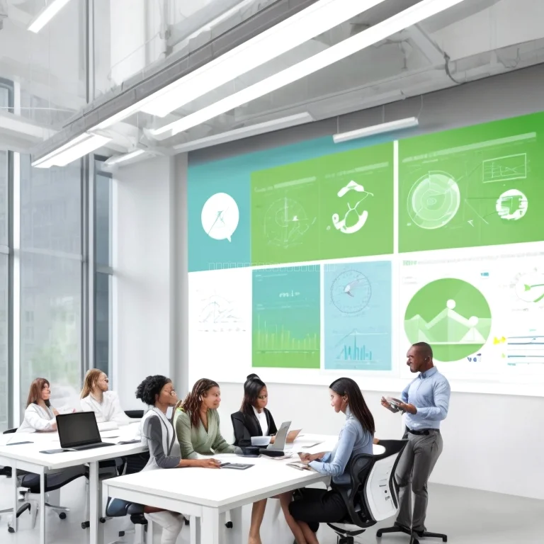 Group training workshop in modern conference room